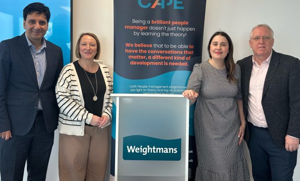Lynsey Kitching and Naomi Regan from CAPE People Development, alongside Jawaid Rehman from Weightmans and Kevin Johns from Prime Accountants Group